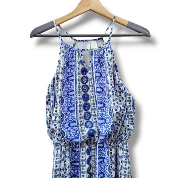 Japna Women’s Blue Multi-Print Sleeveless Maxi Dress with Keyhole Neckline – XS - Picture 3 of 11